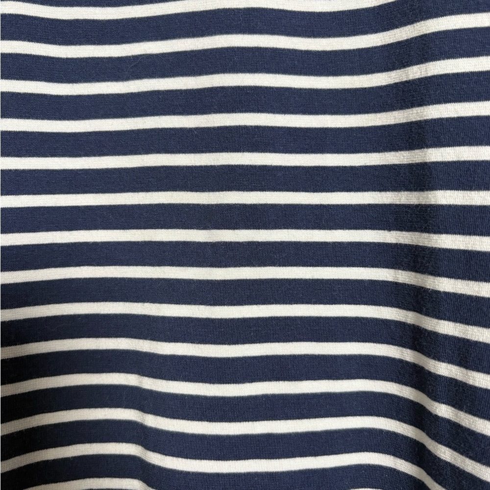 Toad&Co Organic Cotton Samba Muse Navy/White Striped Dress w Side Cinch, Pocket - Picture 3 of 13